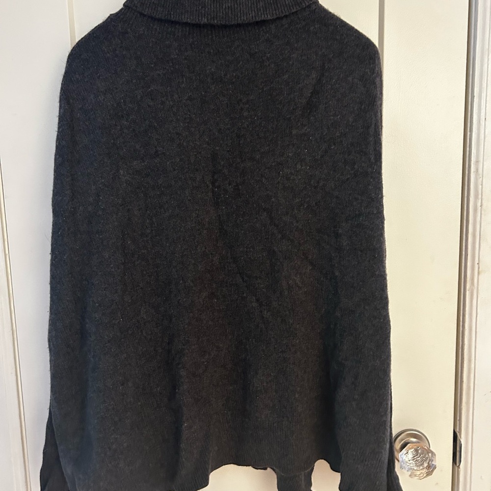 Women's Black Turtleneck Cape Like Sweater